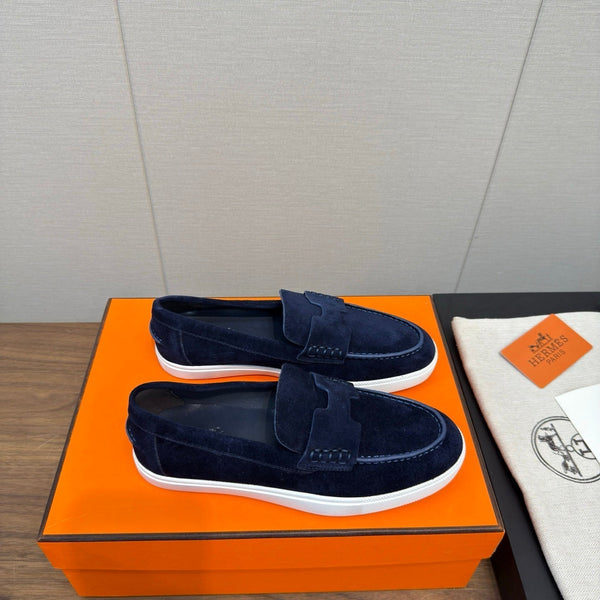 HM 25 Loafers Navy Blue Cowhide 329174