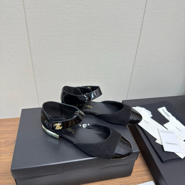 CC Ballerina Flats Black Calfskin 429731