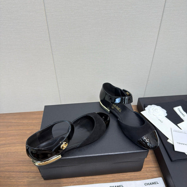 CC Ballerina Flats Black Calfskin 429731