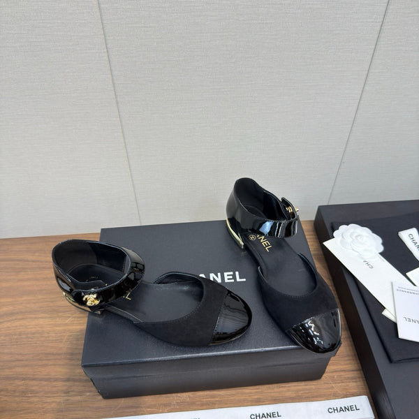 CC Ballerina Flats Black Calfskin 429731