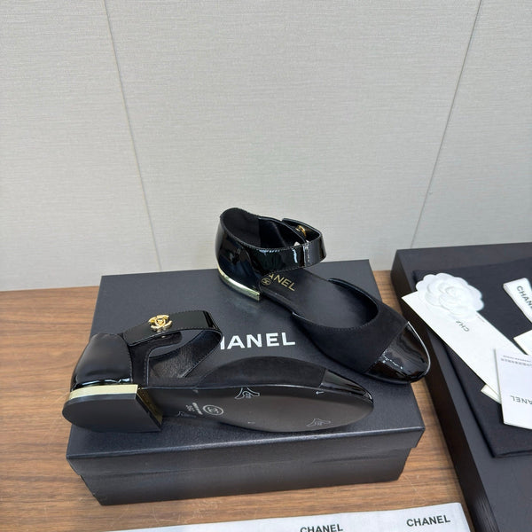 CC Ballerina Flats Black Calfskin 429731