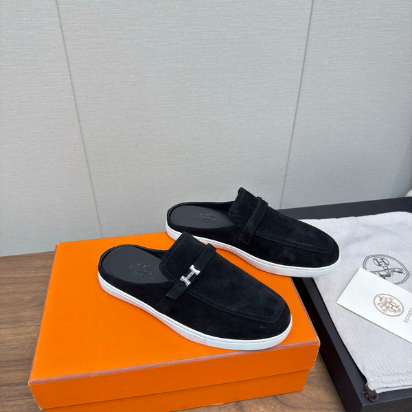 HM 25s Like Mule Charcoal Blue Suede Rubber 465662