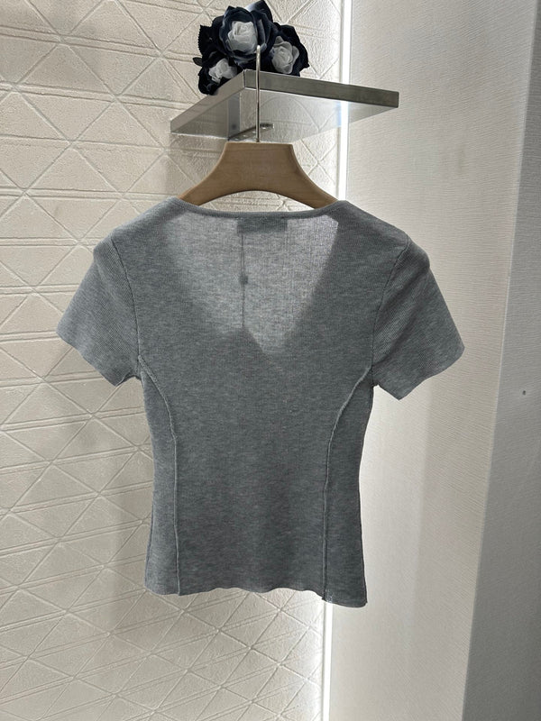 Loewe 25 T-Shirt V-Neck Grey Cotton