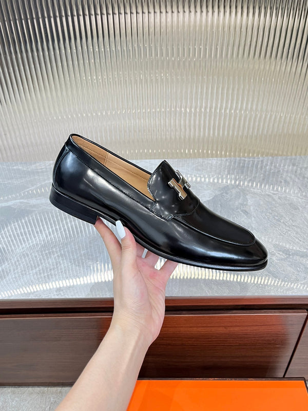 HM H-BUCKLE LOAFER GLOSSY BLACK CALFSKIN