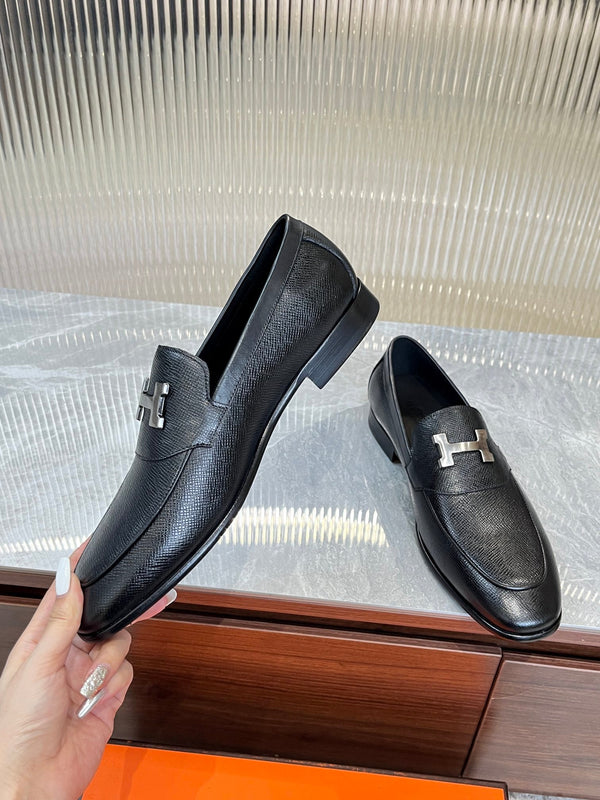 HM H-BUCKLE LOAFER BLACK CALFSKIN