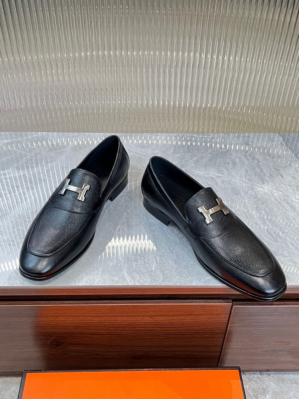 HM H-BUCKLE LOAFER BLACK CALFSKIN