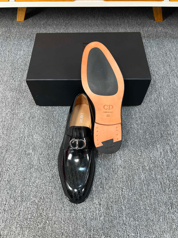 CD SYMBOL GRANVILLE LOAFER GLOSSY BLACK MONOGRAM LAMBSKIN