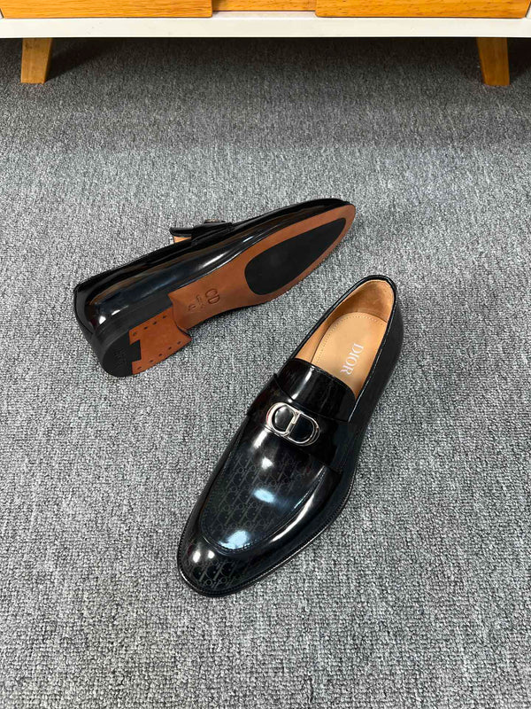 CD SYMBOL GRANVILLE LOAFER GLOSSY BLACK MONOGRAM LAMBSKIN