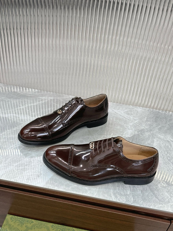 GG Men's Oxford Shoe Brown Patent Leather 524019