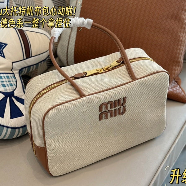 TOP - HANDLE 35 BAG IN BEIGE CANVAS