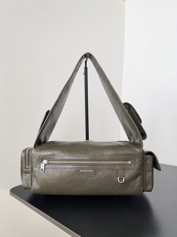 SUPERBUSY SLING BAG 35 IN KHAKI GREEN LAMBSKIN