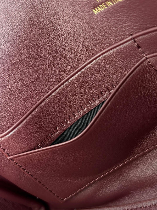 BEL AIR CLUTCH 27 IN BURGUNDY RED NAPPA LAMBSKIN GOLD HARDWARE