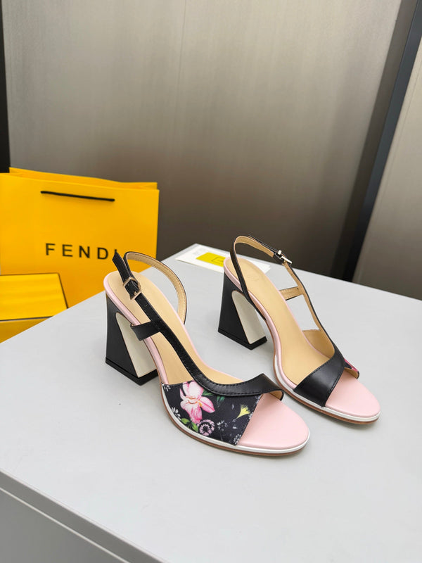Fendi 26s Arco 9cm Black Pink Cotton Cowhide 675964