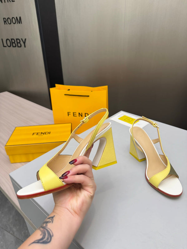 Fendi 26s Arco 9cm Yellow Olive Cotton Cowhide 675965