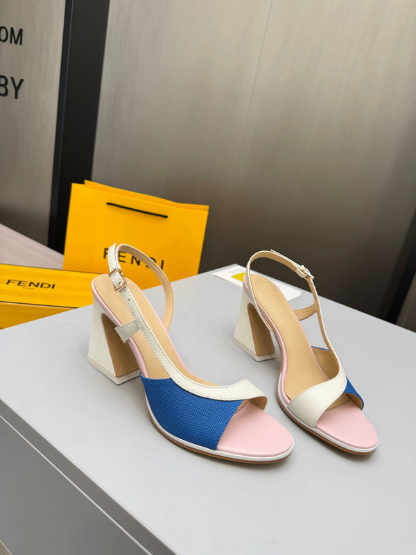 Fendi 26s Arco 9cm Pink Blue Cotton Cowhide 675968