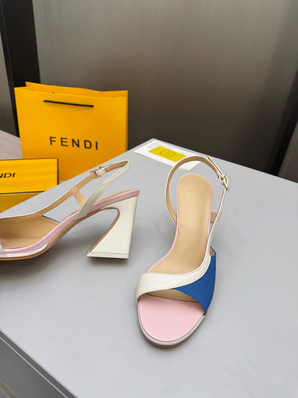 Fendi 26s Arco 9cm Pink Blue Cotton Cowhide 675968