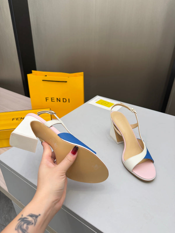Fendi 26s Arco 9cm Pink Blue Cotton Cowhide 675968