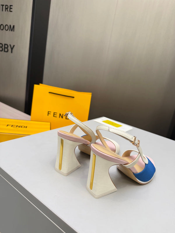 Fendi 26s Arco 9cm Pink Blue Cotton Cowhide 675968