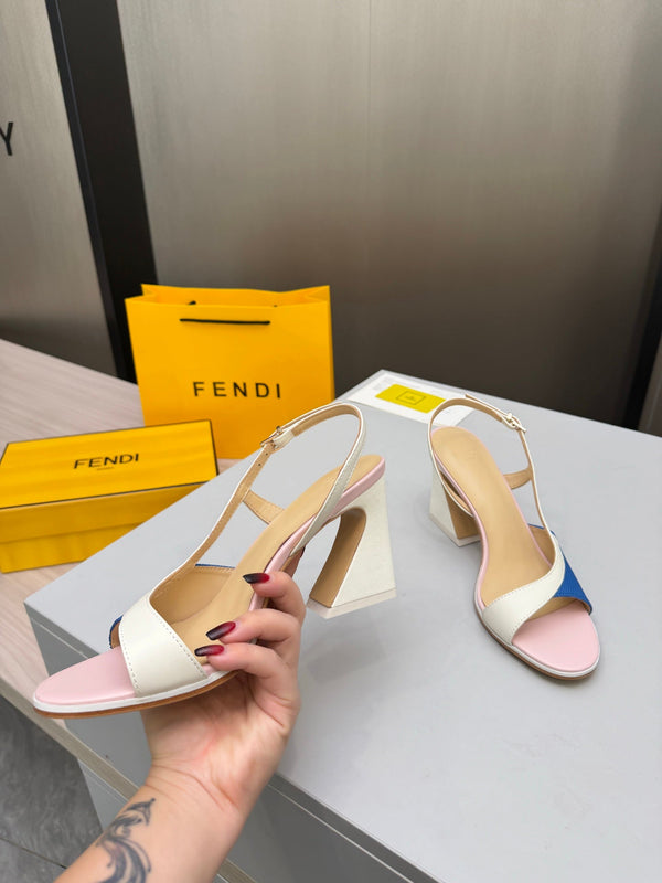 Fendi 26s Arco 9cm Pink Blue Cotton Cowhide 675968