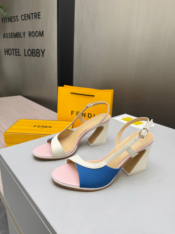 Fendi 26s Arco 9cm Pink Blue Cotton Cowhide 675968