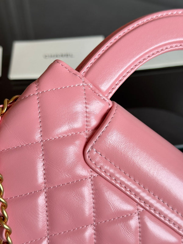 KELLY SHOPPING BAG 19 IN SALMON PINK CALFSKIN GOLD HARDWARE