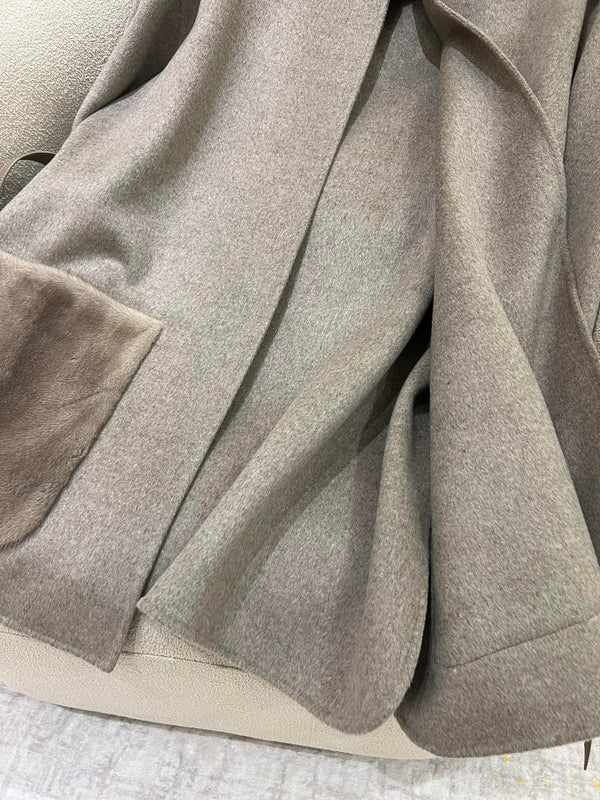 LP 25 Crew Neck Coat Light Gray Cashmere Fur 303966