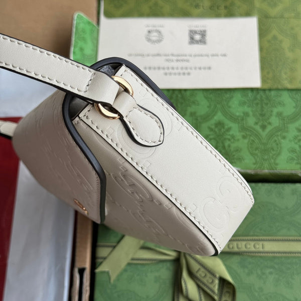 BORSA A TRACOLLA SUPER MINI 21 IN PELLE DI VITELLO GOFFRATA BIANCA