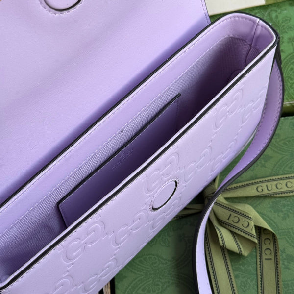 BORSA A TRACOLLA SUPER MINI 21 IN PELLE DI VITELLO GOFFRATA VIOLA CHIARO