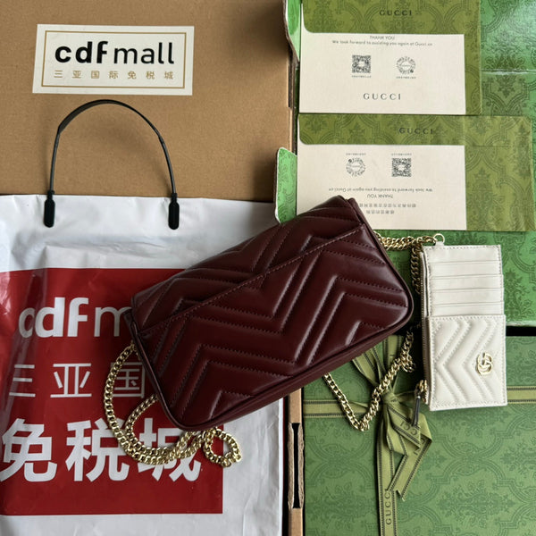 gg marmont 26cm cherry red calfskin gold hardware