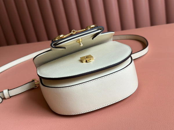 Gucci Horsebit Bag White Leather 239812