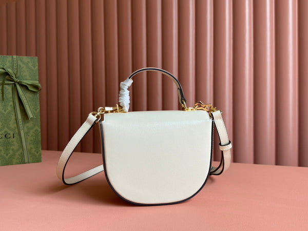 Gucci Horsebit Bag White Leather 239812