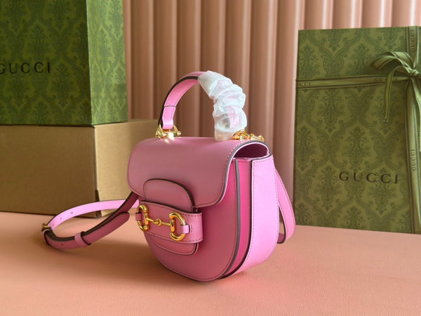 Gucci Horsebit Bag Pink Leather 239806