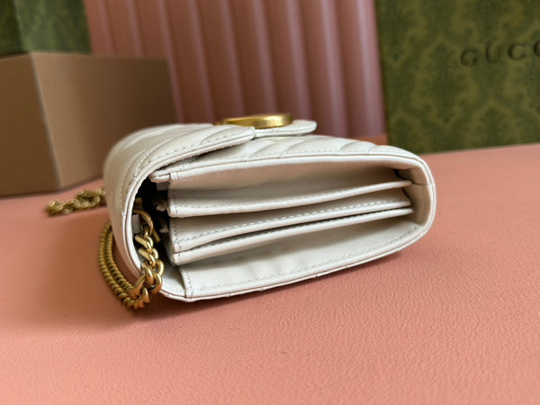 MARMONT SMALL SHOULDER BAG 20 IN WHITE LAMBSKIN GOLD HARDWARE