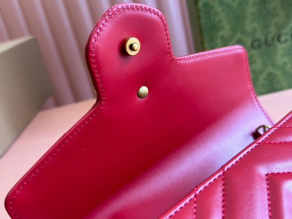 BORSA A TRACOLLA PICCOLA MARMONT 20 IN PELLE DI AGNELLO ROSSA E FERRAMENTA ORO