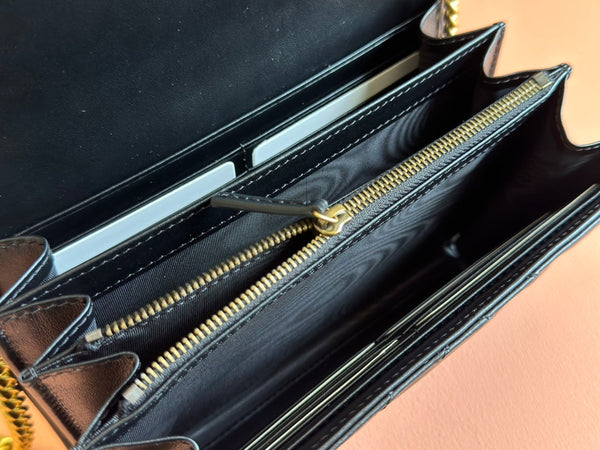 BORSA A TRACOLLA PICCOLA MARMONT 20 IN PELLE DI AGNELLO NERA E FERRAMENTA ORO