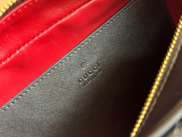 BORSA A TRACOLLA PICCOLA MARMONT 24 IN PELLE DI VITELLO NERA E FERRAMENTA ORO