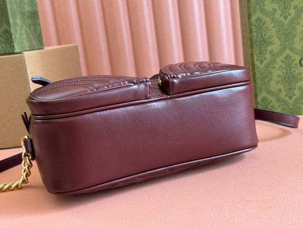 BORSA A TRACOLLA PICCOLA MARMONT 24 IN PELLE DI VITELLO ROSSO VINO CON FERRAMENTA ORO