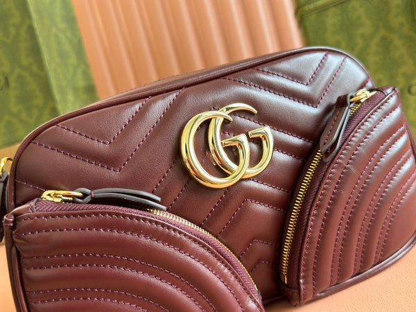 BORSA A TRACOLLA PICCOLA MARMONT 24 IN PELLE DI VITELLO ROSSO VINO CON FERRAMENTA ORO