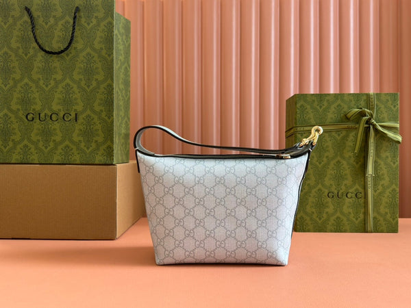 Gucci Ophidia 20cm Bag Blue Gray Canvas 239921