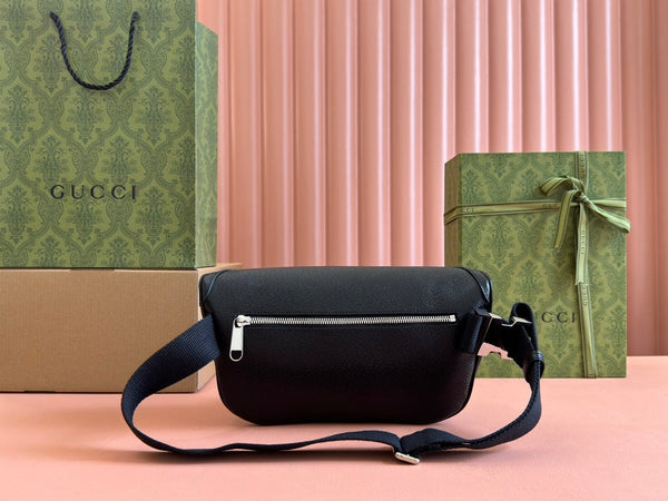 BORSA A MARSUPIO PICCOLA 29 IN PELLE DI VITELLO NERA E TELA MONOGRAM GRIGIO SCURO