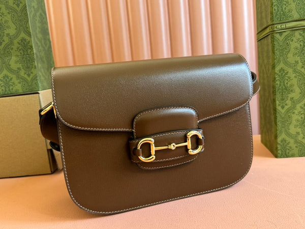 GG 1955 Horsebit Mini Bag 20cm Brown Calfskin Gold Hardware