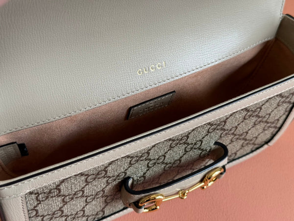 Gucci Horsebit 1995 Bag Ebony mix Beige Canvas 244275
