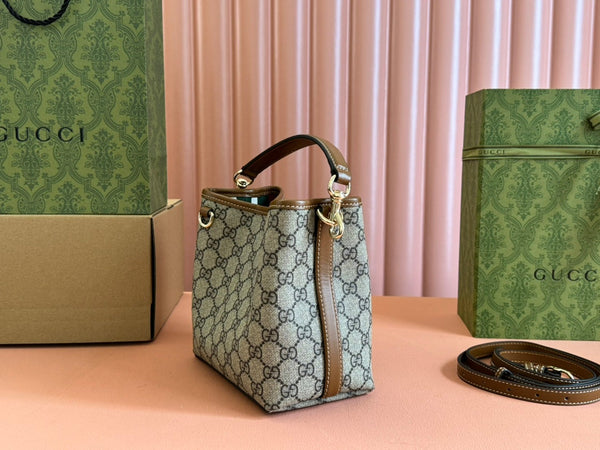 Gucci Ophidia 20.5cm Bag Ebony Brown Canvas 248565