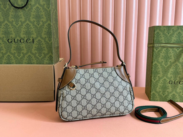 Gucci Ophidia 24.5cm Bag Ebony Brown Canvas 248564