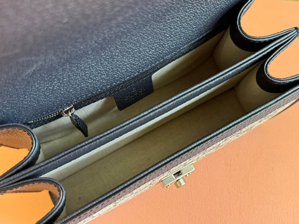 Gucci Ophidia 25cm Bag Ebony Black Canvas Leather 248493