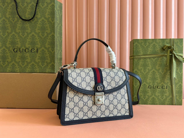 Gucci Ophidia 25cm Bag Ebony Black Canvas Leather 248493