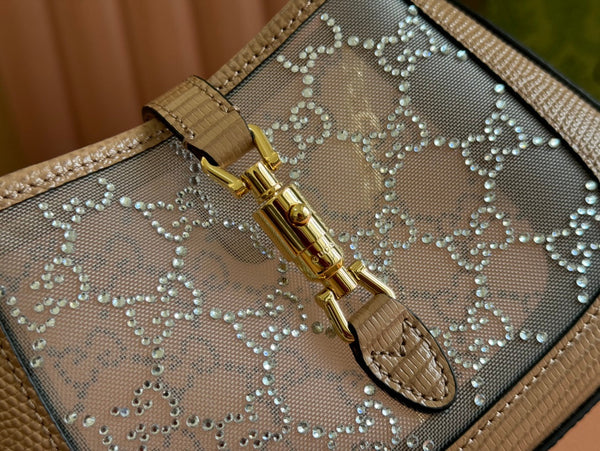 Gucci Jacket Bag Pink Lizard Rhinestones 248588