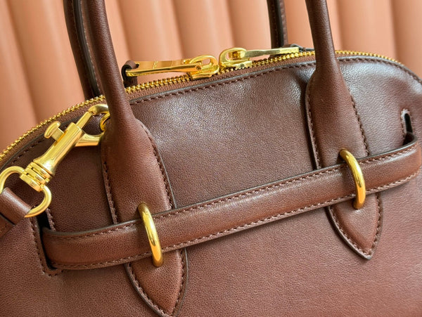 Briarwood Aventure Nappa Leather Top-handle Bag 28cm Chocolate 231055