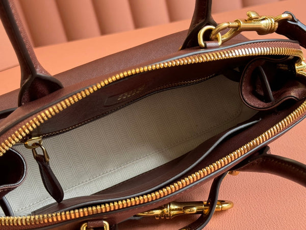 Briarwood Aventure Nappa Leather Top-handle Bag 28cm Chocolate 231055