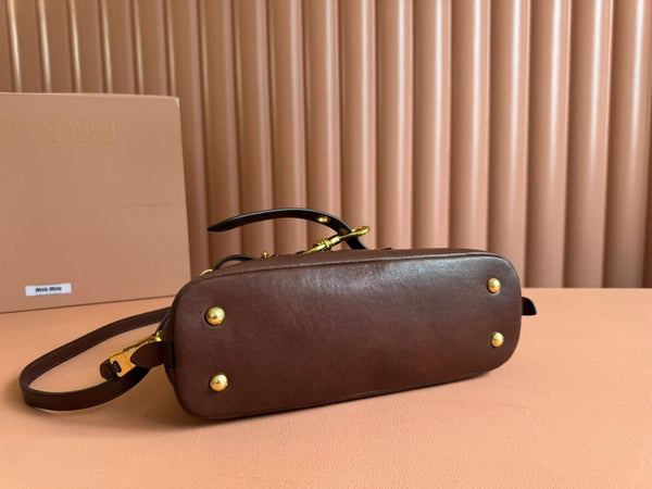 Briarwood Aventure Nappa Leather Top-handle Bag 28cm Chocolate 231055